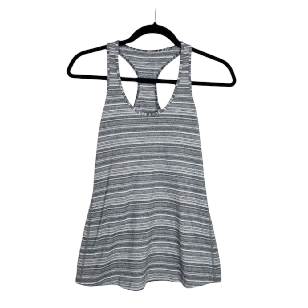 LULULEMON ATHLETICA Cool Racerback Gray Striped Tank Top
